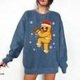 Gingerbread Man Baseball Christmas Comfort Colors Sweatshirt Blue Jean