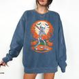Halloween Skeleton Baseball Player Costume Men Boys Kids Comfort Colors Sweatshirt Blue Jean