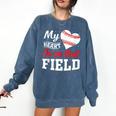 My Heart Is On That Field Baseball Player Baseball Mom Comfort Colors Sweatshirt Blue Jean My Heart Is On That Field Baseball Player Baseball Mom Comfort Colors Sweatshirt Blue Jean