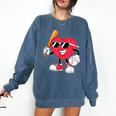 Heart Play Baseball Valentine's Day Teens Boys Girls Kids Comfort Colors Sweatshirt Blue Jean Heart Play Baseball Valentine's Day Teens Boys Girls Kids Comfort Colors Sweatshirt Blue Jean