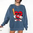 Heart Playing Baseball Valentines Day Comfort Colors Sweatshirt Blue Jean Heart Playing Baseball Valentines Day Comfort Colors Sweatshirt Blue Jean