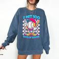I Hit 100 Days Of School Baseball Ice Cream Drip Comfort Colors Sweatshirt Blue Jean