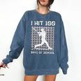 I Hit 100 Days Of School Baseball Player 100th Day Boys Kids Comfort Colors Sweatshirt Blue Jean