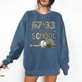 HUGvyn 6733 Days Of School Baseball 100 Days Camo Cap Boys Comfort Colors Sweatshirt Blue Jean