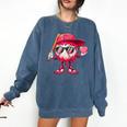 Ice Cream Drip Baseball Valentine's Day Spots Baseball Drip Comfort Colors Sweatshirt Blue Jean