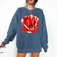 Ice Cream Drip Heart Valentines Day Baseball Boys Youth Kids Comfort Colors Sweatshirt Blue Jean