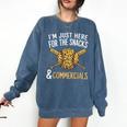 I'm Just Here For The Snacks And Commercials Baseball Comfort Colors Sweatshirt Blue Jean