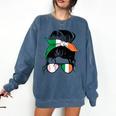 Ireland Baseball Mom Messy Bun Irish Baseball Girl Comfort Colors Sweatshirt Blue Jean Ireland Baseball Mom Messy Bun Irish Baseball Girl Comfort Colors Sweatshirt Blue Jean