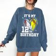 It's My 12th Birthday Baseball Softball Heart 12 Year Old Comfort Colors Sweatshirt Blue Jean