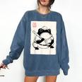 Japanese Grumpy Frog Baseball Player Baseball Comfort Colors Sweatshirt Blue Jean