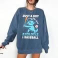 Just A Boy Who Loves Axolotls & Baseball Comfort Colors Sweatshirt Blue Jean Just A Boy Who Loves Axolotls & Baseball Comfort Colors Sweatshirt Blue Jean