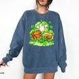 Kids St Patricks Day Shamrock Basketball Baseball Football Comfort Colors Sweatshirt Blue Jean