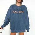 Kinda Busy Raising Ballers Funny Baseball Mom Mother's Day Comfort Colors Sweatshirt Blue Jean
