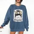Leopard Messy Bun Mom Mother's Day Baseball Mommy Comfort Colors Sweatshirt Blue Jean Leopard Messy Bun Mom Mother's Day Baseball Mommy Comfort Colors Sweatshirt Blue Jean
