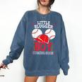 Little Slugger Boy Coming Soon Baby Announcement Baseball Comfort Colors Sweatshirt Blue Jean Little Slugger Boy Coming Soon Baby Announcement Baseball Comfort Colors Sweatshirt Blue Jean