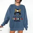 Loud And Proud Baseball Mom Messy Bun Leopard Baseball Mom Comfort Colors Sweatshirt Blue Jean