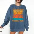 Loud And Proud Baseball Mom Vibrant Colorful Stripe Comfort Colors Sweatshirt Blue Jean