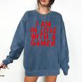 I Am In Love With A Gamer Cute Valentines Day Gamer Couple Raglan Baseball Tee Comfort Colors Sweatshirt Blue Jean