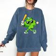 Lucky Shamrock Playing Baseball St Patrick's Kids Boys Comfort Colors Sweatshirt Blue Jean Lucky Shamrock Playing Baseball St Patrick's Kids Boys Comfort Colors Sweatshirt Blue Jean