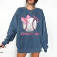 Mama Biggest Fan Coquette Bow Baseball Mom Fan Mother's Day Comfort Colors Sweatshirt Blue Jean Mama Biggest Fan Coquette Bow Baseball Mom Fan Mother's Day Comfort Colors Sweatshirt Blue Jean