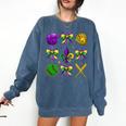 Mardi Gras Baseball Coquette Bow Fat Tuesday Parade Girls Comfort Colors Sweatshirt Blue Jean Mardi Gras Baseball Coquette Bow Fat Tuesday Parade Girls Comfort Colors Sweatshirt Blue Jean