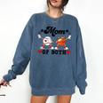 Mom Of Both Basketball Baseball Mom Comfort Colors Sweatshirt Blue Jean