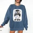 Mom Of Both Volleyball And Baseball Mom For Women Messy Bun Comfort Colors Sweatshirt Blue Jean Mom Of Both Volleyball And Baseball Mom For Women Messy Bun Comfort Colors Sweatshirt Blue Jean
