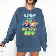 Nanny Of The Birthday Boy Baseball Football Colorful Comfort Colors Sweatshirt Blue Jean