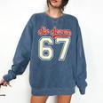 Number 67 Meme Six Seven Baseball Style Kids Boy Teen Comfort Colors Sweatshirt Blue Jean