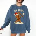 Oh Snap Gingerbreadman Baseball Christmas Men Boys Toddlers Comfort Colors Sweatshirt Blue Jean