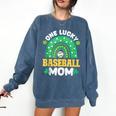 One Lucky Baseball Mom St Patricks Day Rainbow Mother Mama Comfort Colors Sweatshirt Blue Jean