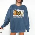 Peace Love Baseball Mom Leopard Print Mother's Day Comfort Colors Sweatshirt Blue Jean Peace Love Baseball Mom Leopard Print Mother's Day Comfort Colors Sweatshirt Blue Jean