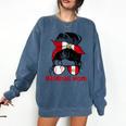 Peru Baseball Mom Messy Bun Comfort Colors Sweatshirt Blue Jean