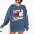 Pitch 'n Giggles Baseball Player Women Baseball Mom Comfort Colors Sweatshirt Blue Jean Pitch 'n Giggles Baseball Player Women Baseball Mom Comfort Colors Sweatshirt Blue Jean