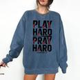 Play Hard Pray Hard Youth Boy Christian Baseball Jesus Comfort Colors Sweatshirt Blue Jean Play Hard Pray Hard Youth Boy Christian Baseball Jesus Comfort Colors Sweatshirt Blue Jean