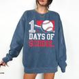 Retro 100 Days Of School Baseball Teacher Student 100 Days Comfort Colors Sweatshirt Blue Jean