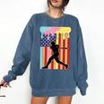 Retro Baseball Drip Boys Ice Cream Patriotic American Flag Comfort Colors Sweatshirt Blue Jean