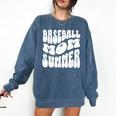 Retro Baseball Mom Summer Groovy Appreciation Comfort Colors Sweatshirt Blue Jean