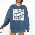 Retro Baseball Mom Summer Groovy Appreciation Premium Comfort Colors Sweatshirt Blue Jean