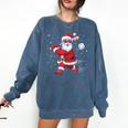 Santa Baseball Christmas Pajamas Xmas Men Kids Boys Comfort Colors Sweatshirt Blue Jean