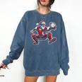 Santa Playing Baseball Catcher Merry Christmas Sport Player Comfort Colors Sweatshirt Blue Jean Santa Playing Baseball Catcher Merry Christmas Sport Player Comfort Colors Sweatshirt Blue Jean