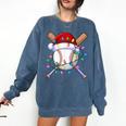 Santa Sports Christmas Baseball Player Comfort Colors Sweatshirt Blue Jean Santa Sports Christmas Baseball Player Comfort Colors Sweatshirt Blue Jean