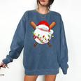Santa Sports For Men Boys Christmas Baseball Player Comfort Colors Sweatshirt Blue Jean