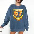 Six Seven 67 Meme Gen Alpha Slang Baseball 101 Comfort Colors Sweatshirt Blue Jean Six Seven 67 Meme Gen Alpha Slang Baseball 101 Comfort Colors Sweatshirt Blue Jean