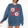 Six Seven Baseball Lover Sports Red Heart Bow Valentine Girl Comfort Colors Sweatshirt Blue Jean