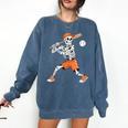 Skeleton Batting Baseball Halloween Comfort Colors Sweatshirt Blue Jean Skeleton Batting Baseball Halloween Comfort Colors Sweatshirt Blue Jean