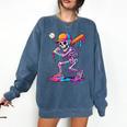 Skelton Playing Baseball Halloween Baseball Drip Boys Kids Comfort Colors Sweatshirt Blue Jean Skelton Playing Baseball Halloween Baseball Drip Boys Kids Comfort Colors Sweatshirt Blue Jean