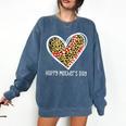 Softball Baseball Mom Valentine Leopard Heart Mother's Day Comfort Colors Sweatshirt Blue Jean