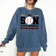 My Son Plays Baseball Nothing Scares Me Baseball Mom Comfort Colors Sweatshirt Blue Jean