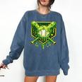 St Patrick's Day Baseball Boys Ice Cream Drip Youth Kids Comfort Colors Sweatshirt Blue Jean